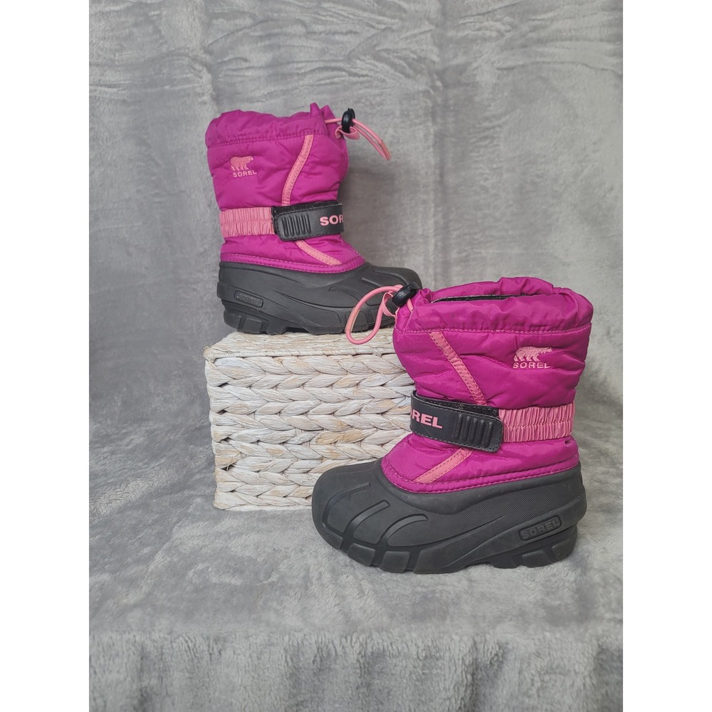 Sorel Kids Flurry Pink Waterproof Winter Snow Boots Duck Barbiecore Size 11 Cozy